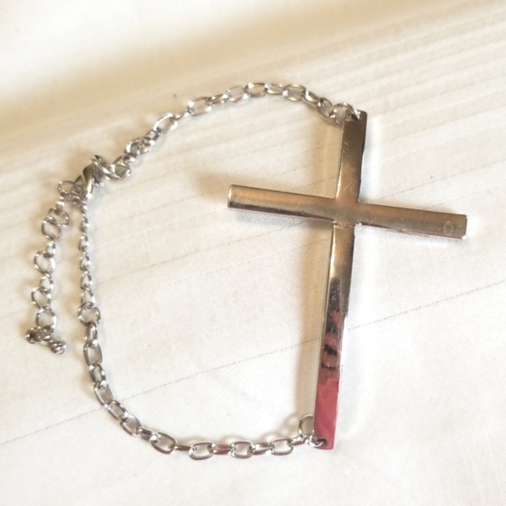 Silver Cross Anklet Bracelet